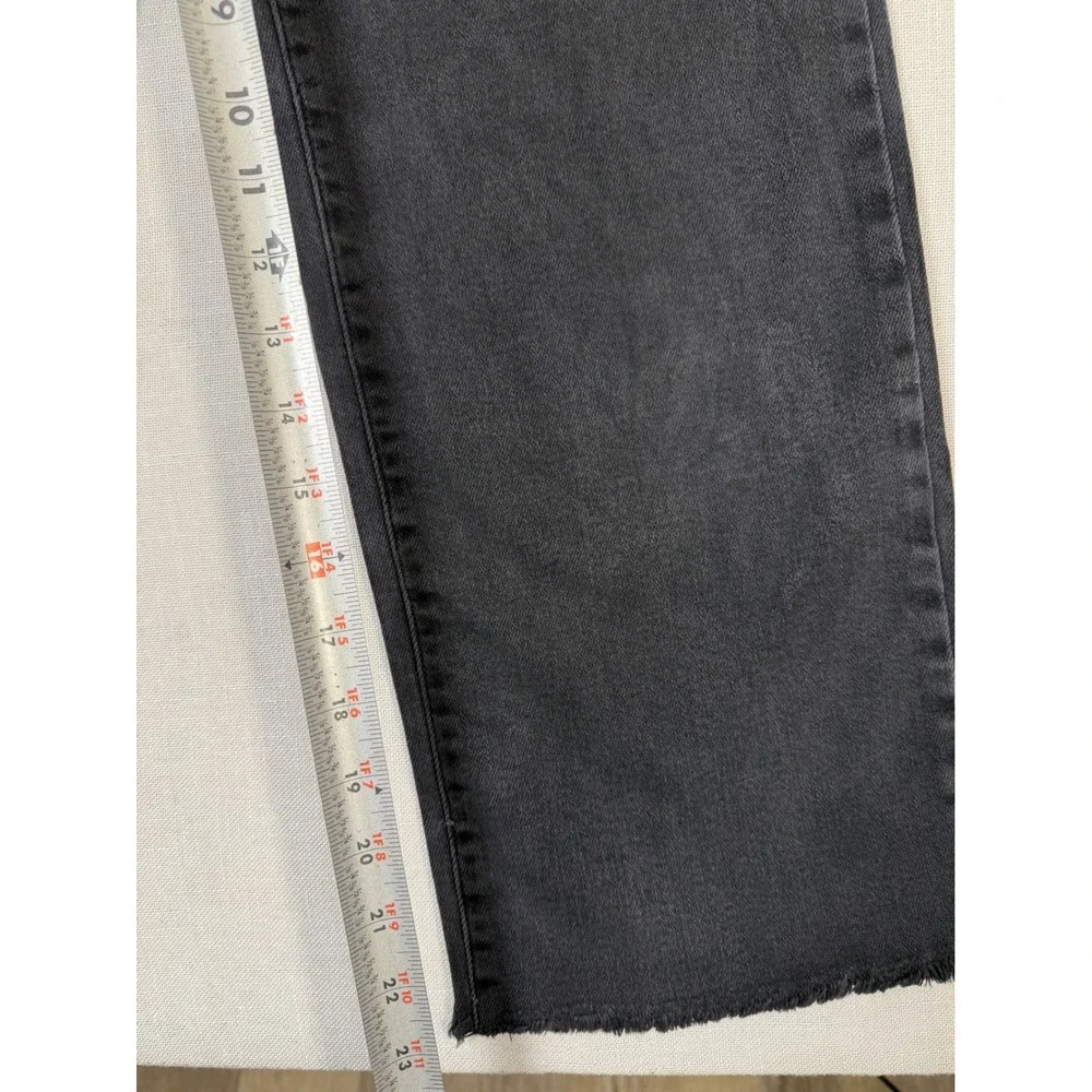 Just Black Denim Womens Wide Leg Utility Patch Pocket Jeans Raw Hem Black 27